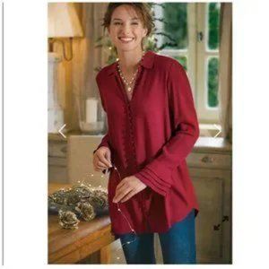 Soft Surroundings Poet Tunic, Dark Red, Size Medium